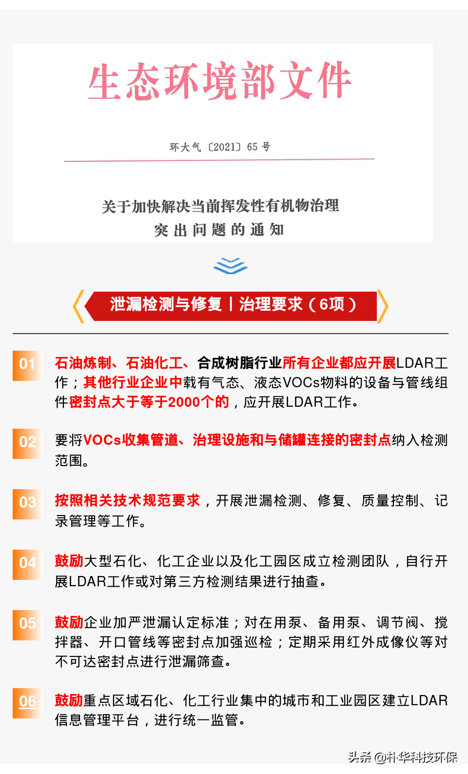 密封點≥2000應(yīng)開展泄漏檢測與修復(fù)（LDAR）@所有涉VOCs工業(yè)企業(yè)