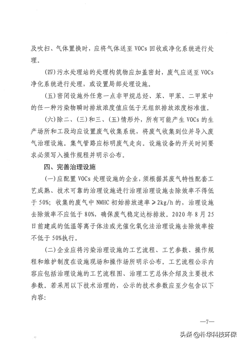 市局發(fā)布：各類VOCs治理工藝要求及參數(shù)